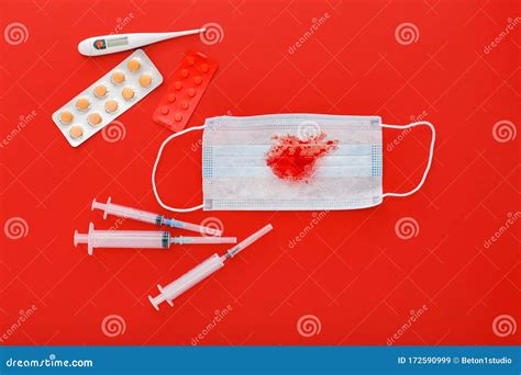 Hemoptysis Coronavirus Protective Surgical Mask With Blood Pills