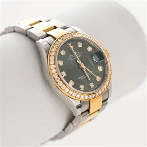 Montre Oyster Perpetual Datejust Mm Rolex Or Jaune Et Acier Index