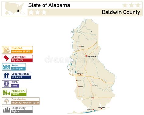 Map Of Baldwin County In Alabama Stock Vector Illustration Of County Baldwin 138546182