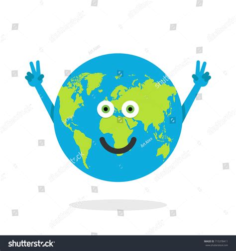 Cartoon Earth Character World Map Globe 스톡 벡터 로열티 프리 715378411