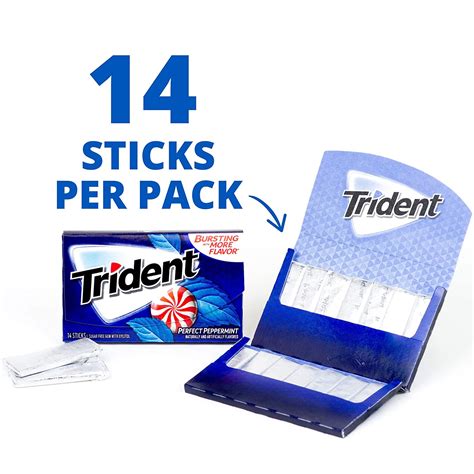 Trident Gum Perfect Peppermint Sugar Free Chewing Gum 14 Sticks Pack