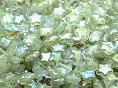 40pcs Czech Pressed Glass Star Beads 8mm Crystal Green Rainbow Etsy