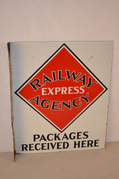 Railway Express Agency Porcelain Flange Sign Antique Advertising