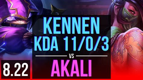 Kennen Vs Akali Top Kda 11 0 3 67 Winrate 2 Early Solo Kills