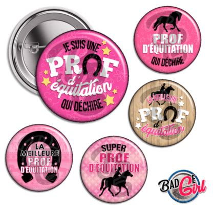 Images Prof équitation Badge 56mm à imprimer BadgeGirl