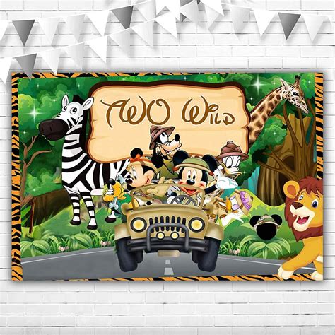 Buy Two Wild Jungle Mickey Mouse Backdrop 5x3 Happy 2nd Birthday Safari Mickey Mouse Truck ...