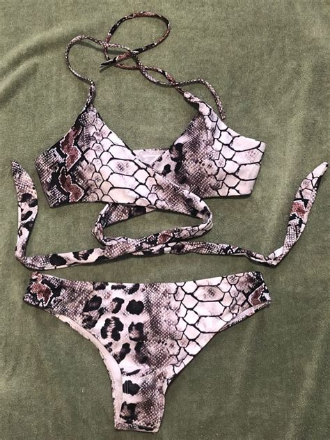 Snake Printed Bikini Brand New Women S Fashion Swimwear Bikinis Swimsuits On Carousell