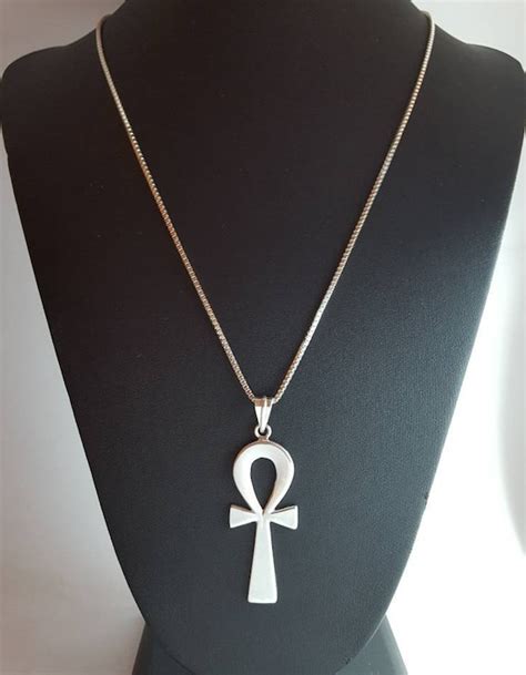 Large Ankh Necklace Sterling Silver Ankh Pendant Egyptian Etsy