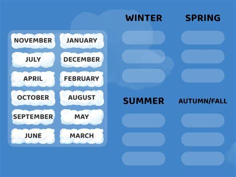 SEASONS AND MONTHS MATCH Ordenar Por Grupo