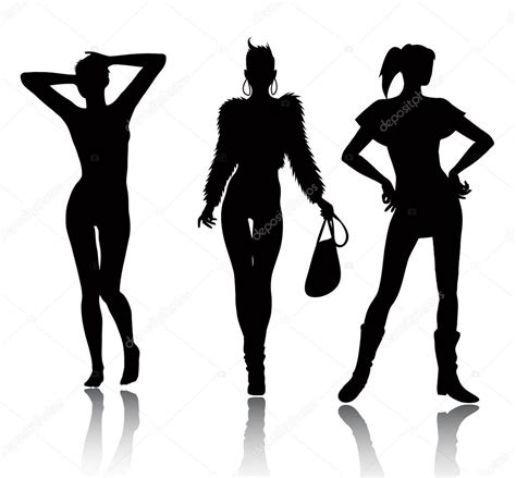 Fashion Woman Silhouette Set — Stock Vector © Deryadraws 2471656