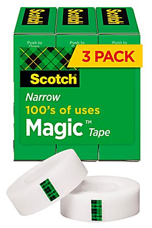 Scotch Magic Tape Invisible 12 in x 1296 in 3 Tape Rolls Clear Home ...