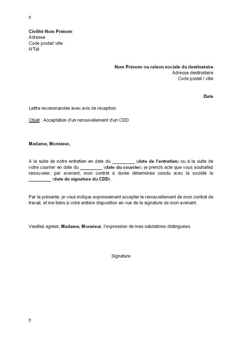 Lettre D Acceptation