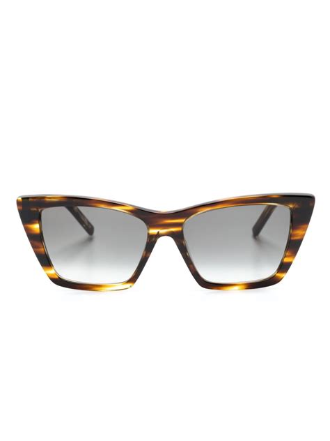 Saint Laurent Eyewear Logo Engraved Cat Eye Sunglasses Farfetch