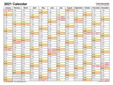 Printable Free Calendar Template For 2021