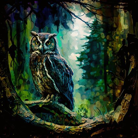 Download Owl, Forest, Painting. Royalty-Free Stock Illustration Image - Pixabay