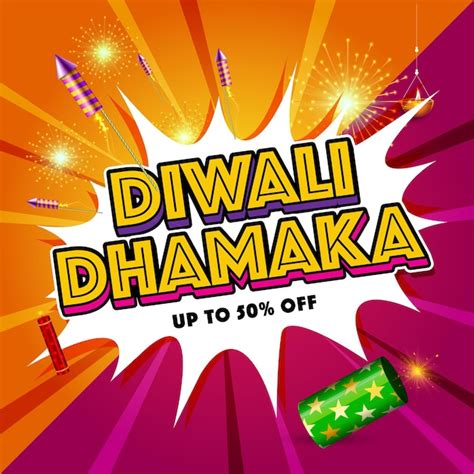 Premium Vector Diwali Dhamaka Sale Offer Unit With Fireworks