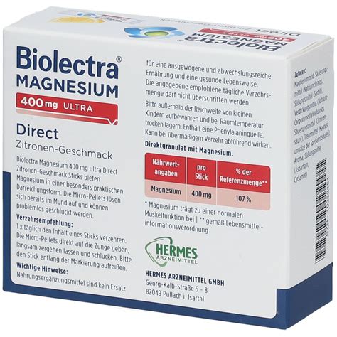 Biolectra Magnesium Ultra Direct Mg Zitrone St Shop Apotheke At