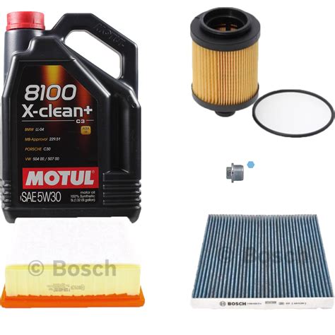 BOSCH INSPECTION SET 5L Motul 8100 X Clean 5W 30 Pour Fiat Linea 1 6