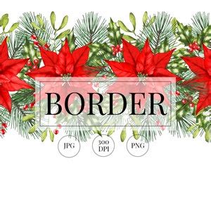 Poinsettia Border Png. Christmas Garland Red Poinsettia Png. Christmas ...