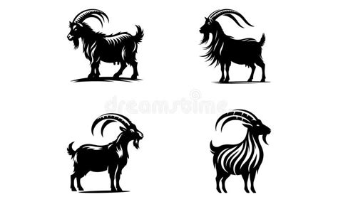 Black Goat Logo Images Silhouette Style Vector Illustration Art Stock Illustration