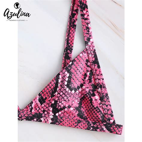 FREE SHIPPING Phyton Snakeskin Print Bikini 2019 Sexy High Cut Bikini Set Unlined Swimwear