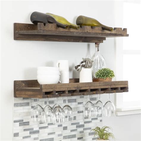 Trent Austin Design® Berlyn Solid Wood Wall Mounted Wine Bottle And Glass Rack And Reviews Wayfair