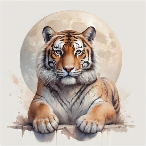 Premium Photo | Zodiac sign tiger a tiger that is painted on a white ...