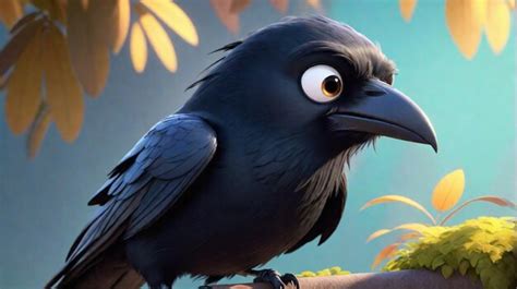 Premium Photo | A black crow cartoon character