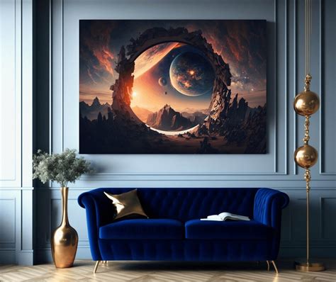 Abstract Space Portal Wall Art, Landscape Modern Wall Art, Space Art Canvas, Living Room Decor ...