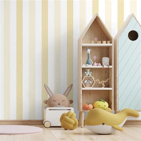 Papel Pintado Infantil Con Rayas Verticales Ancha Pippo De Decoas