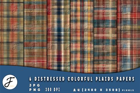 Distressed Colorful Plaids Papers Graphic By Joaquin Fernandez