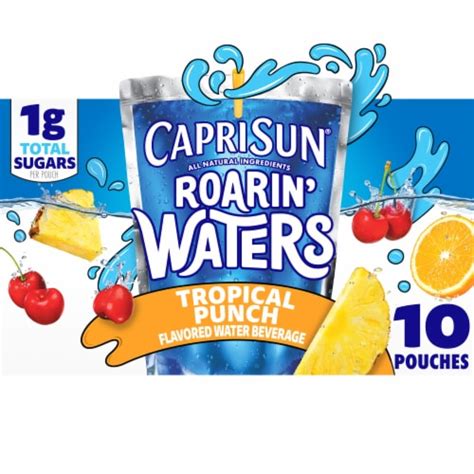 Capri Sun Roarin' Waters Tropical Tide Flavored Water Kids Drink Pouches, 10 ct - Fry’s Food Stores