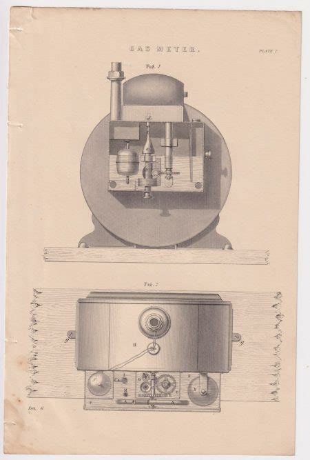 Antique Print Gas Meter 1870 • Antiche Curiosità