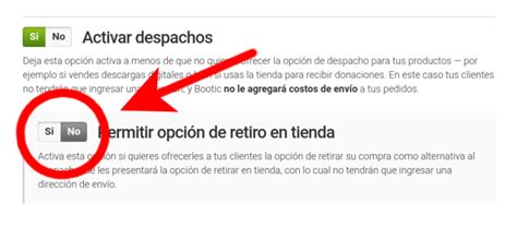 Configurar opción de retiro en tienda Documentación Bootic