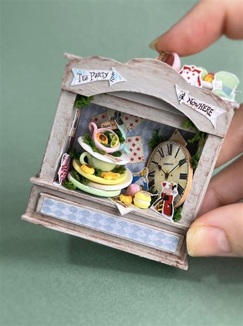 Miniature Alice In Wonderland Set For Playing With Dolls In A Dollhouse