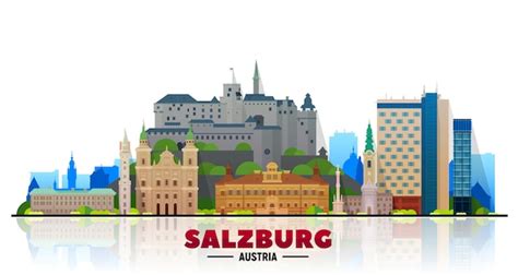 Free Vector Salzburg Austria City Skyline Vector At White Background