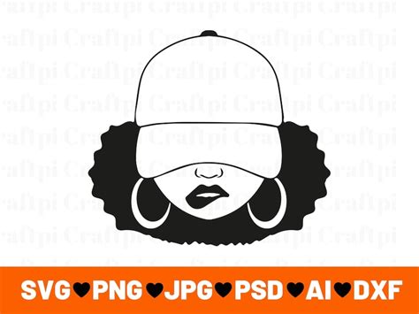 Afro Woman Cap Low Svg Cut Files For Cricut Silhouette Etsy