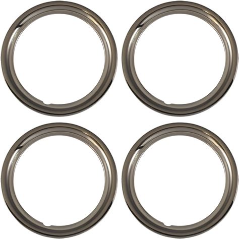 Set Of 4 Chrome Plated Steel 15 Universal 175 Inch Beauty Trim Rings 1515c