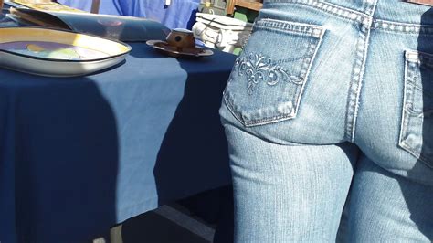 Lustful Advantageous Spherical Bubbly Butt Ass In Tight Blue Jeans