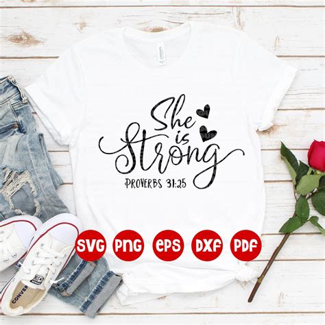 She Is Strong Proverbs 31 25 Svg Christian Bible Verse Etsy