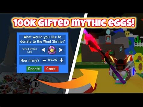 Donating Gifted Mythic Eggs To The Wind Shrine In Bee Swarm