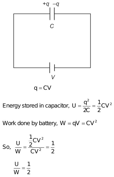 An Uncharged Capacitor Is Fully Charged With A Battery The Ratio Of