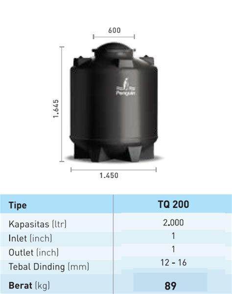 Jual Toren Tangki Air Underground Penguin 2000 Liter TQ 200 Jual