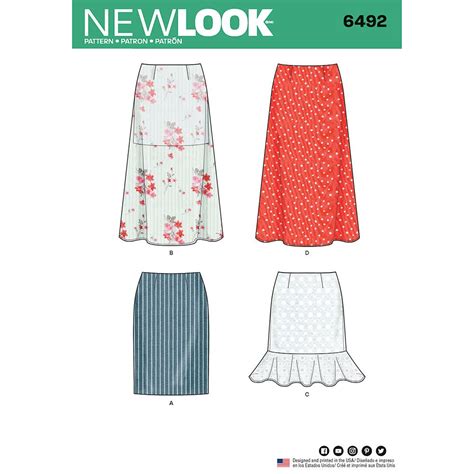 Misses Skirts With Length Variations New Look Sewing Pattern 6492 Size 8 20 Womens Sewing