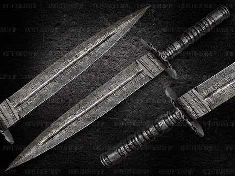 Handmade Dagger Knife Damascus Steel, Black Knife With Sheath, Perfect ...