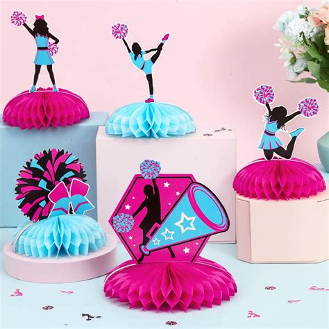 thinkstar 8 Pieces Cheerleading Honeycomb Centerpieces Hot Pink Blue ...