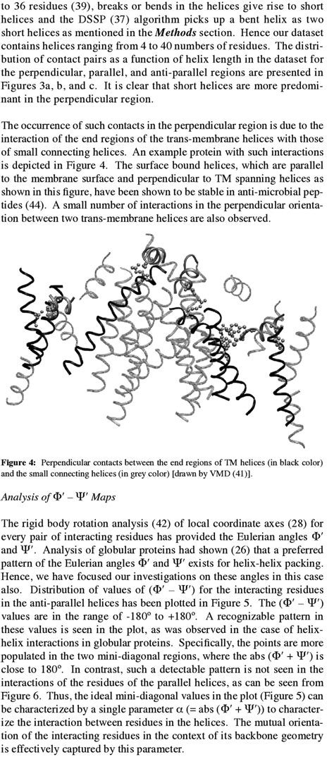 Total number of contacts between helices vs. the length of helices. The ...