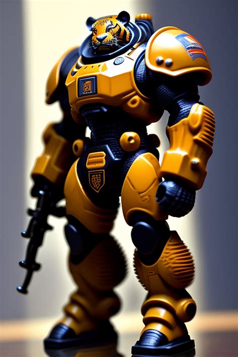 Lexica Bipedal Tiger Space Marine In Heavy Servo Armor Wielding A