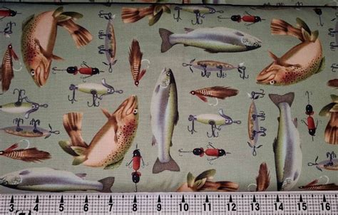 Timeless Treasures Fishfishing Fabric By The Yard Etsy Timeless