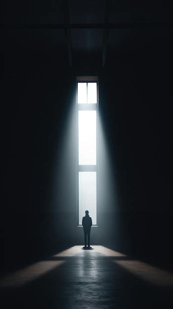 Premium Ai Image A Man Standing In A Dark Room With A Light Coming